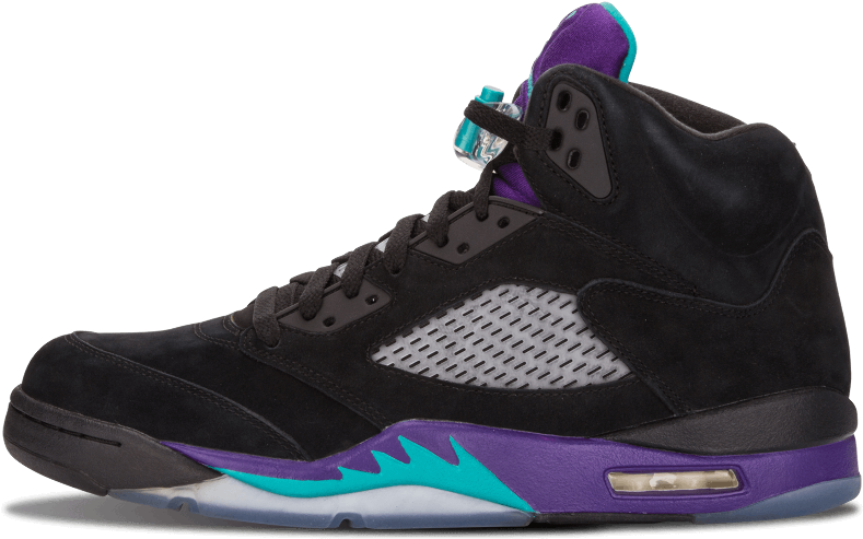 The Daily Jordan - Black Purple And Green Jordan 5 (1000x600), Png Download