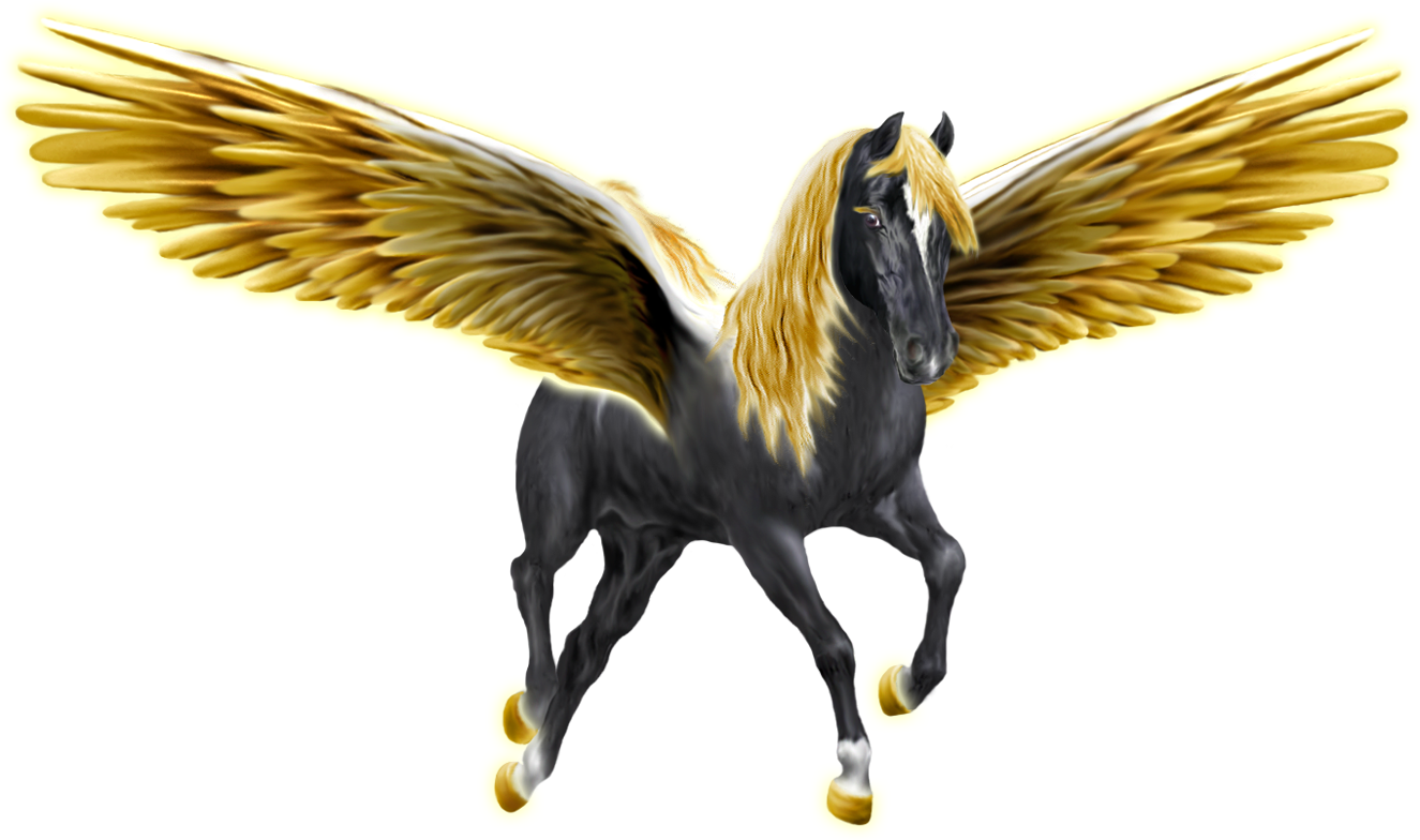 Gold And Black Unicorn (1325x784), Png Download
