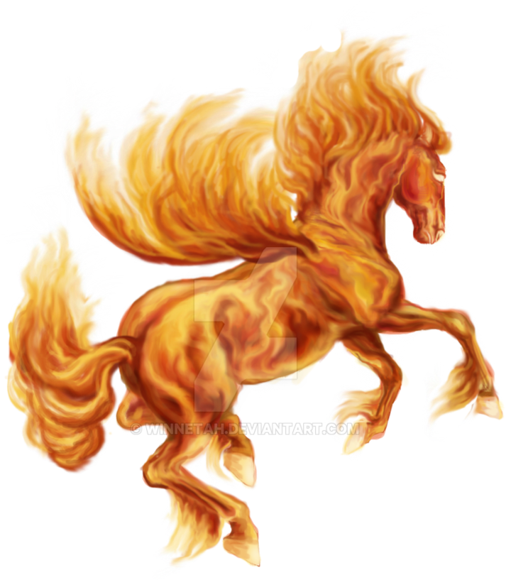 Fire Pegasus By Winnetah On Deviantart Jpg Black And - Fire Horse Hd Png (840x952), Png Download