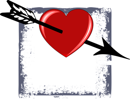 Valentine Heart Arrow Drill Through Symbol - Corazon De San Valentin Con Flecha (446x340), Png Download