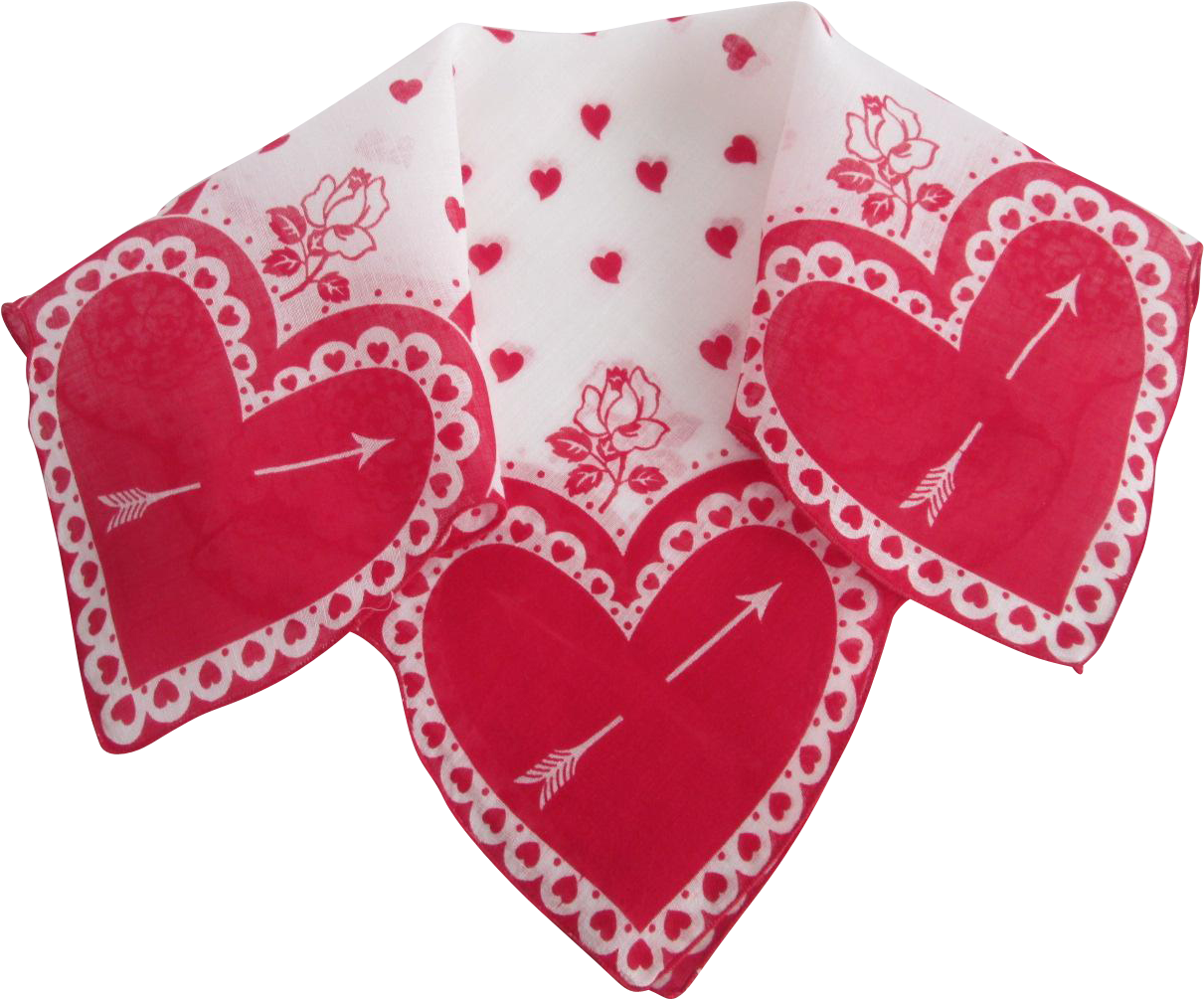 Valentine Hearts Arrows Handkerchief Vintage 1950s - Motif (1210x1210), Png Download