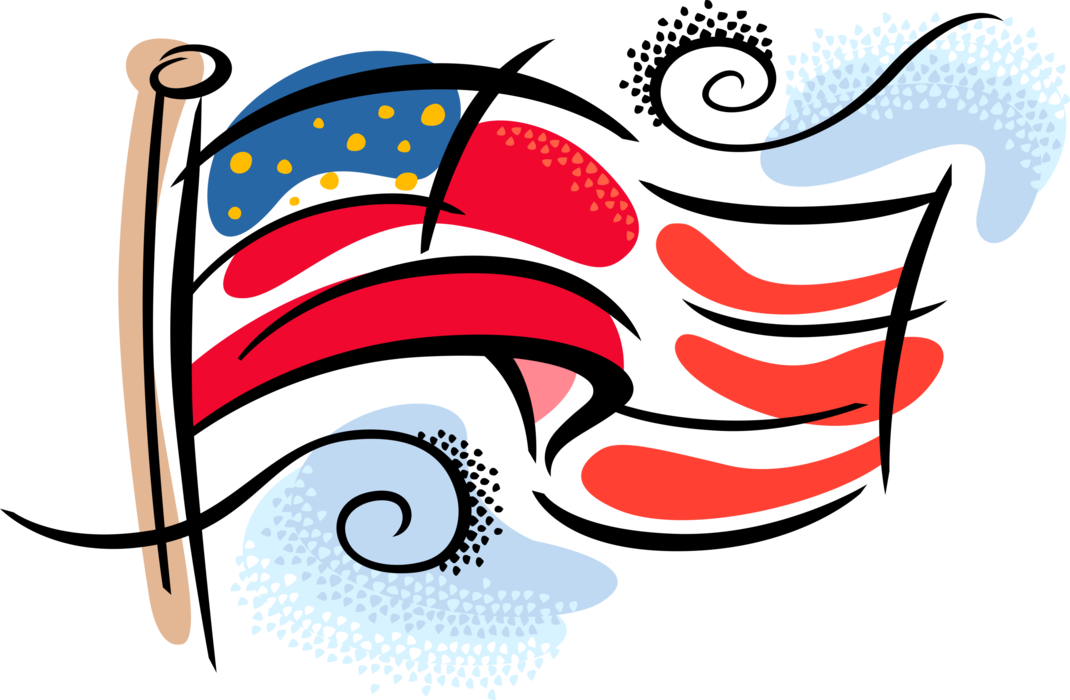 Vector Illustration Of American Flag Of United States (1070x700), Png Download