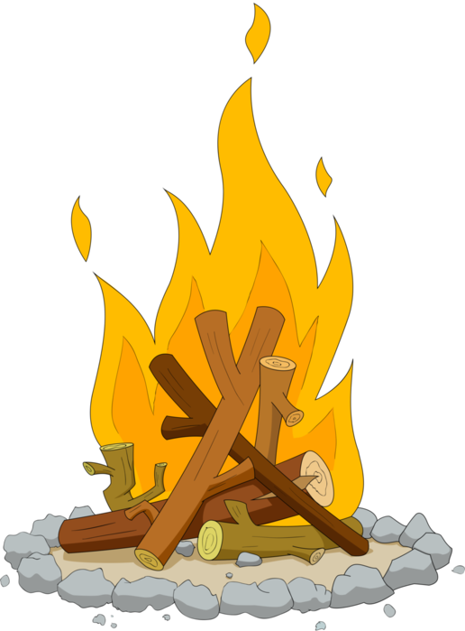Jpg Black And White Library Campfire Svg Coloring Page - Fogata Prehistoria Png (516x699), Png Download