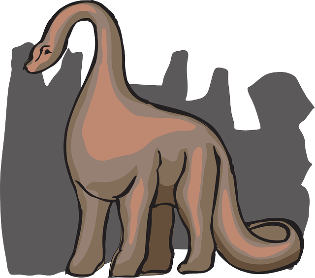 Brown, Shaded, Style, Color, Art, Dinosaur, Long, Neck - Brachiosaurus (640x564), Png Download