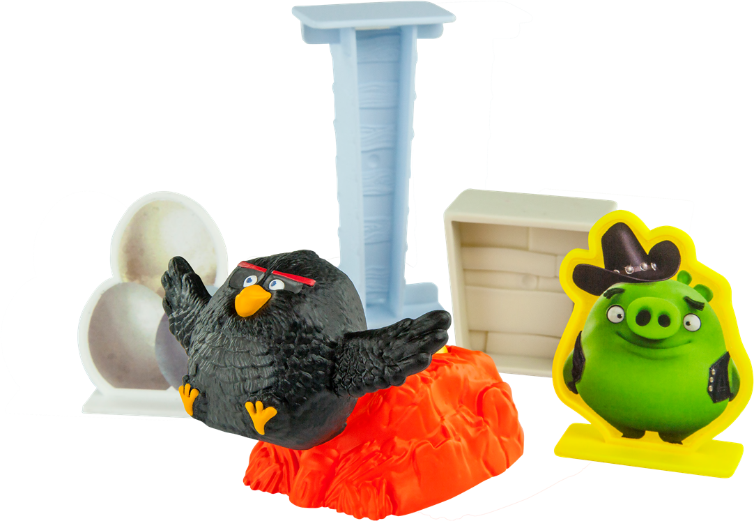 Angry Birds Happy Meal - Mcdonald's Angry Birds Toys Bomb Launcher (1082x747), Png Download