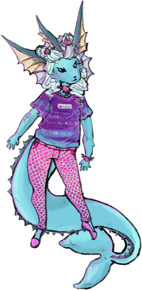 Seapunk And Vaporwave - Cartoon (300x600), Png Download