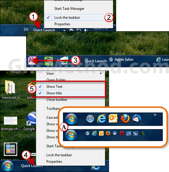 Quick Launch Bar Windows 7 B - Quick Launch Windows Vista (569x578), Png Download