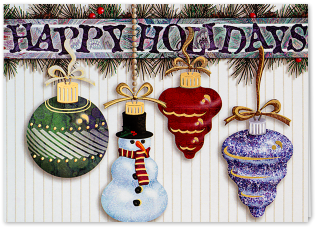Picture Of Hanging Ornaments Greeting Card - Hanging Ornaments Holiday Greeting Card - Classic Quantity(50) (400x400), Png Download