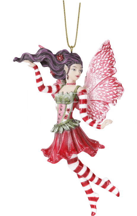 Candy Cane Fairy Hanging Ornament - Poinsettia Fairy - Ornament (726x726), Png Download