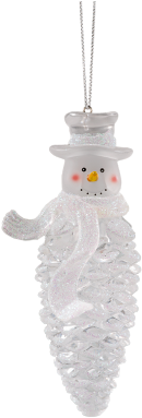 Acrylic Pinecone Snowman With Top Hat - Christmas Ornament (390x390), Png Download