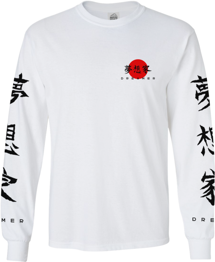 The Rising Sun Long Sleeve Shirt - Long Sleeve Shirts Text On Sleeve (819x1024), Png Download