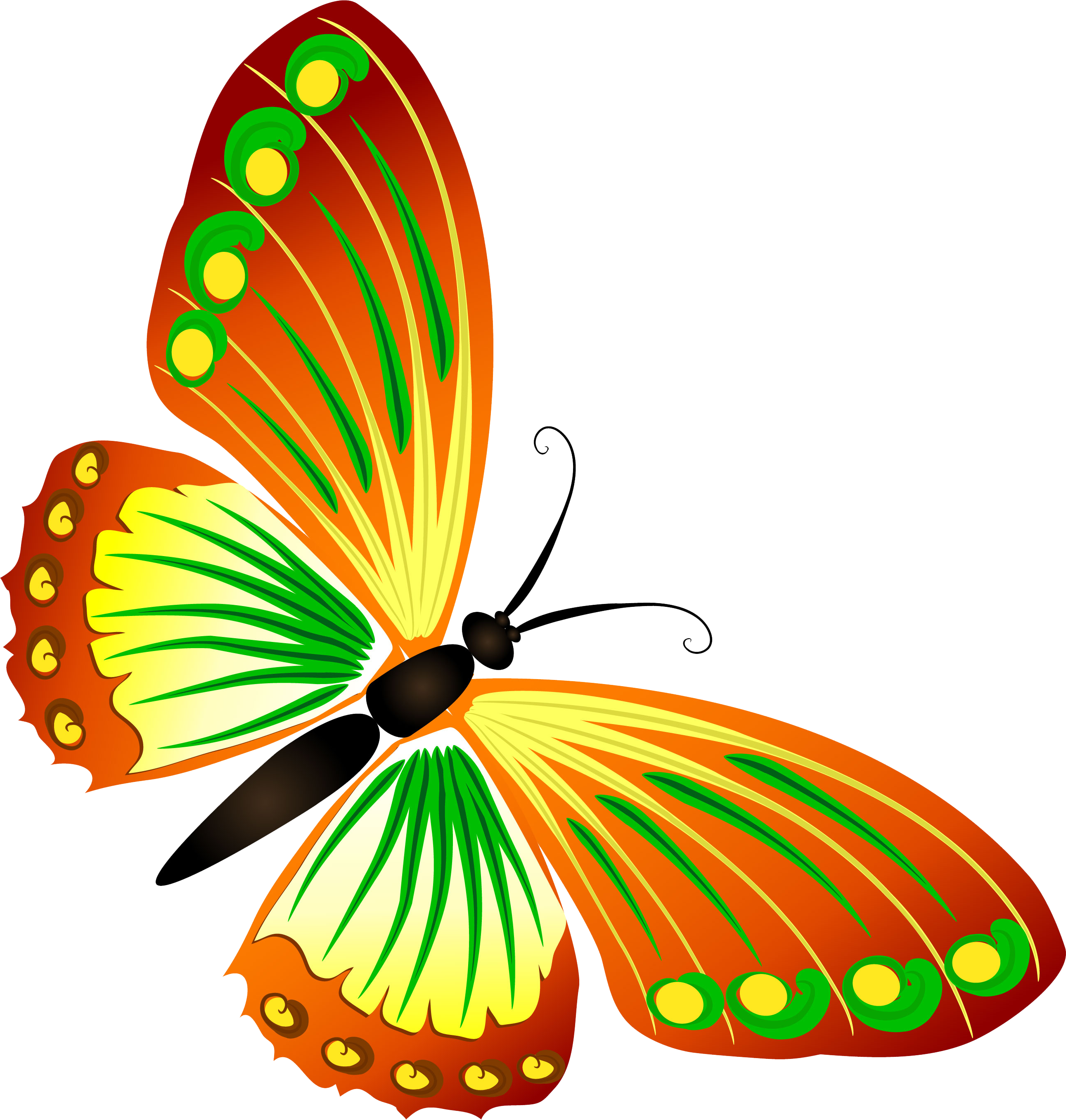 Set Of 3 Metal Hanging Butterfly Garden Ornaments Wall - Clip Art (2582x2713), Png Download