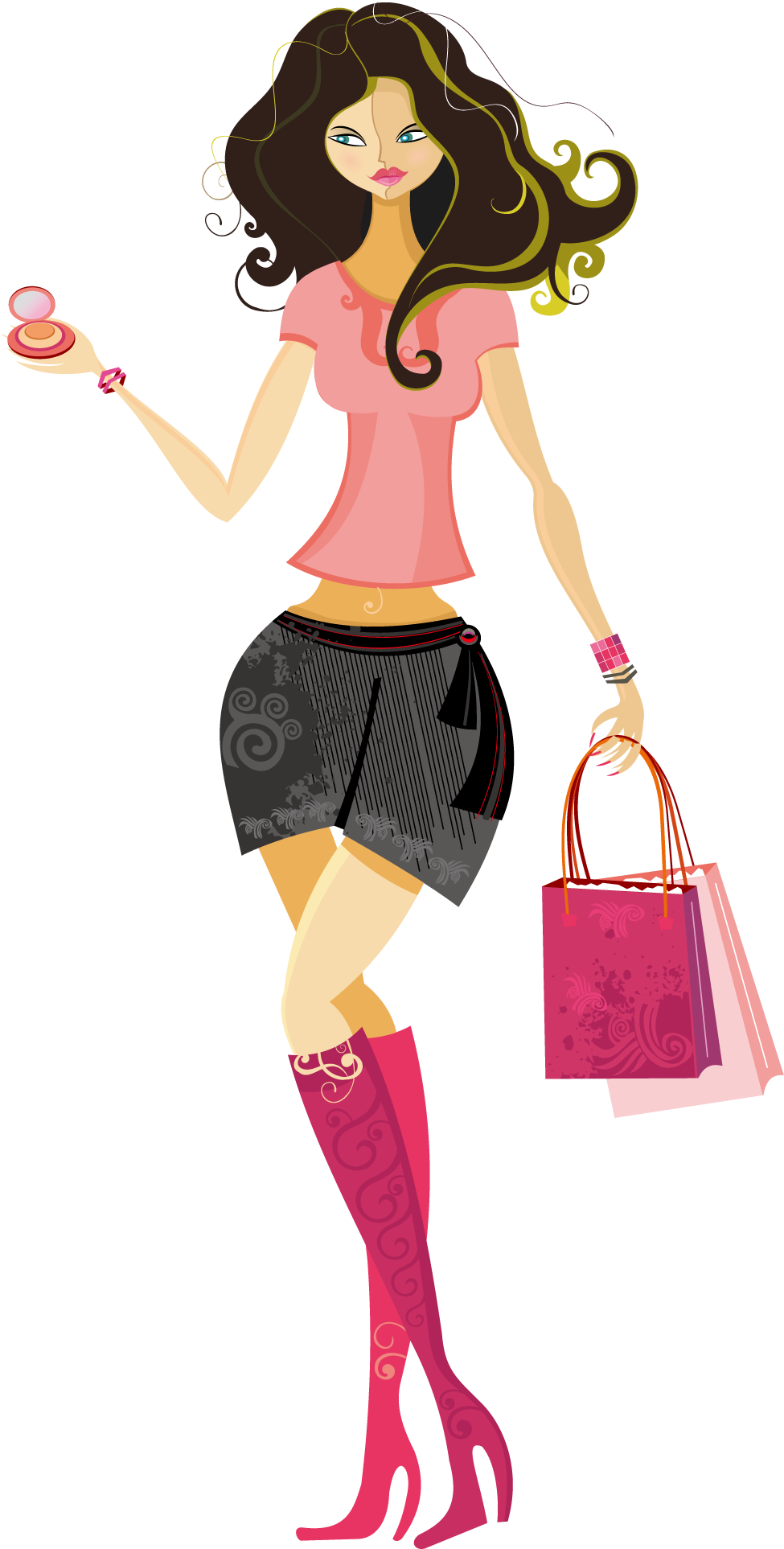 Graphic Freeuse Stock Shopping Download Girl Makeup - Shopping Vector (2000x2000), Png Download