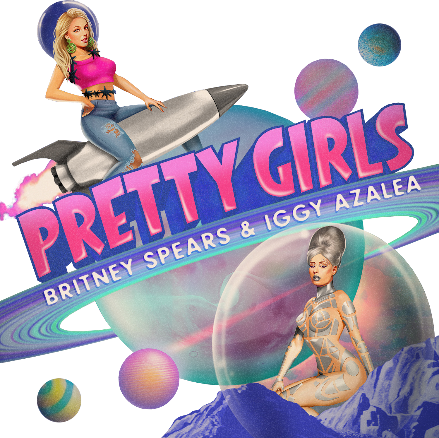 Britney Prettygirls Asia Flyaway Contest - Britney Spears & Iggy Azalea: Pretty Girls Cd Maxi (1500x1496), Png Download