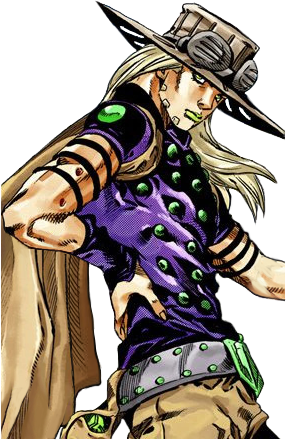 So His Main Outfit Consists Of A Tight Fitting Dark/black - Jojo Transparent Steel Ball Run (286x440), Png Download