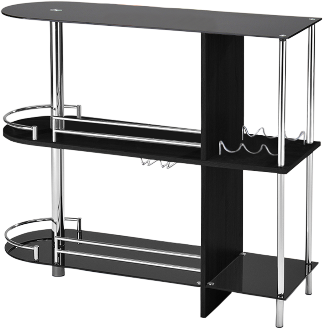 Axel Black Metal Modern Bar Table With Glass Storage - Shelf (1124x1102), Png Download