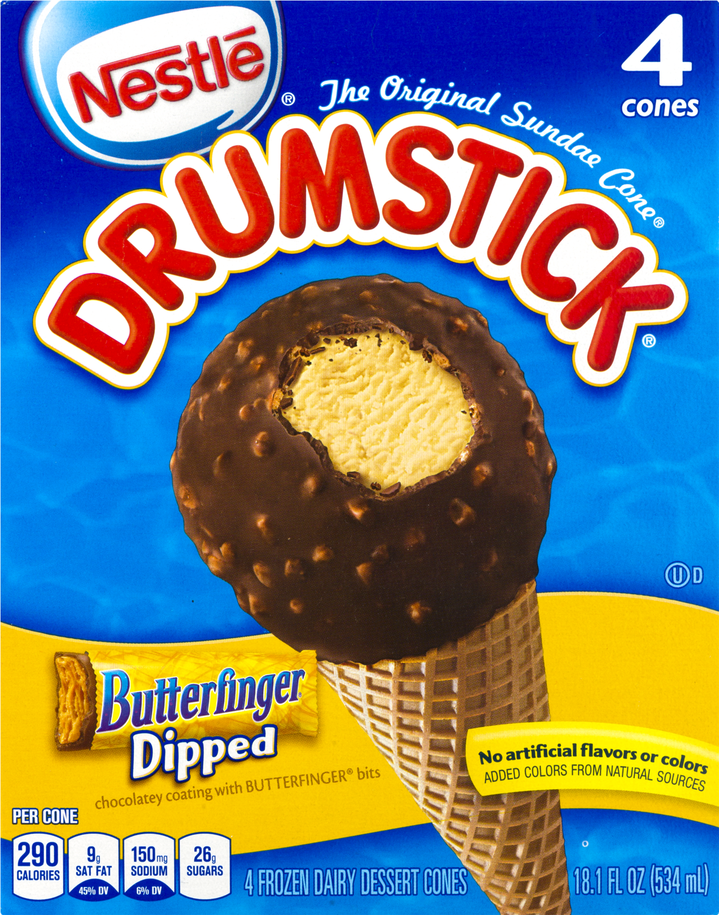 Nestle Drumstick Butterfinger Dipped Ice Cream Cones, - Drumstick Ice Cream Vanilla Fudge (1800x1800), Png Download
