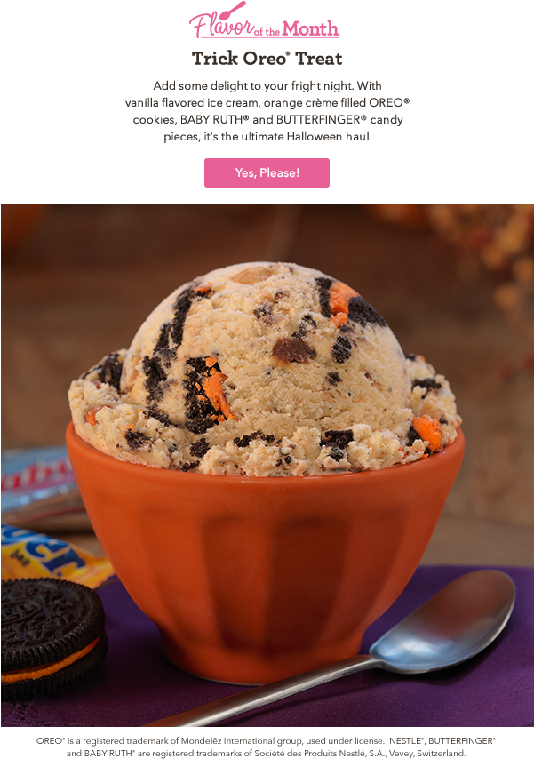 1 Oct - Baskin Robbins Trick Oreo Treat (600x881), Png Download