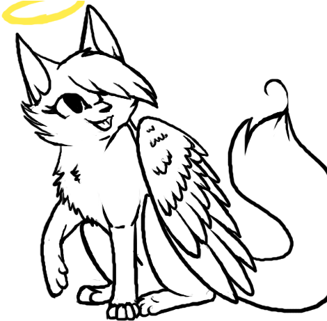Png Transparent Stock Angel Cat At Getdrawings Com - Angel Cat Lineart (500x500), Png Download