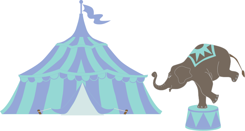 Tent Clipart Teal - Circus Tent With Elephant (800x429), Png Download