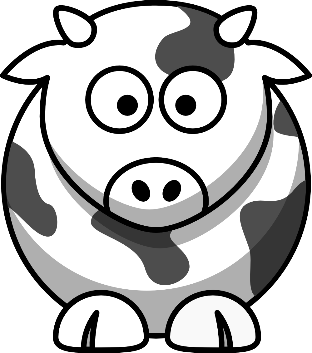 Cow Black White Animal Coloring Book Svg Colouringbook - Black And White Cartoon Cow (999x1131), Png Download
