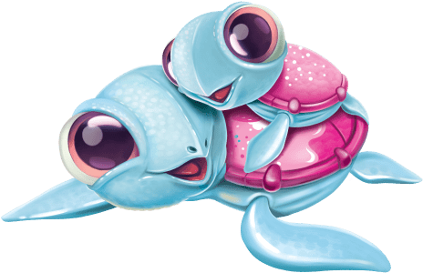 Treats The Sweet Turtle & Baby - Cobi Little Live Pets Żółw I Żółwik Różowo-zielony (495x565), Png Download