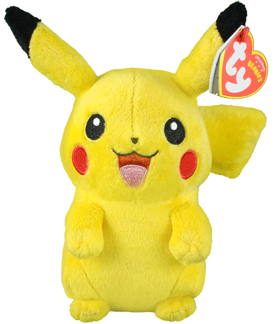 Pokemon Soft Toy - Ty Pokemon Beanie - Pikachu (397x480), Png Download