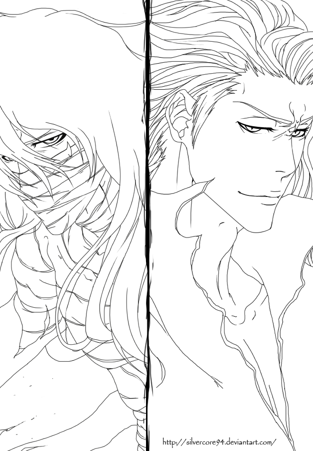 Ichigo Vs Aizen - Ichigo Vs Aizen Lineart (626x900), Png Download