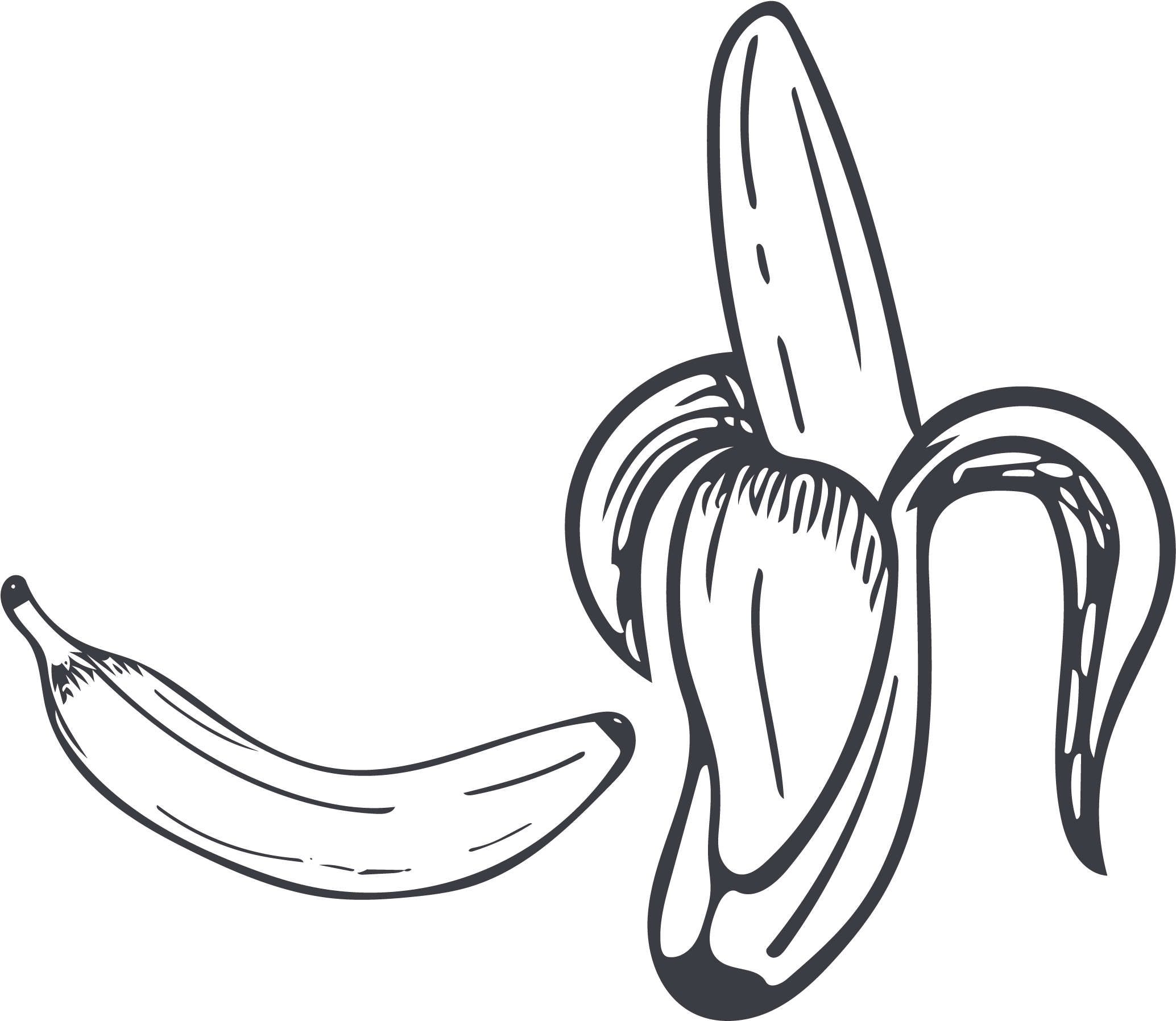 Banner Black And White Banana At Getdrawings Com Free - Black And White Banana Drawing Png (2166x2097), Png Download
