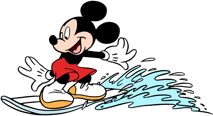 Mickey Mouse Clip Art - Mickey Mouse Surfing (743x405), Png Download