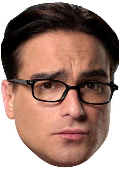 Leonard Big Bang Theory Celebrity Face Mask Fancy Dress - Johnny Galecki (400x566), Png Download