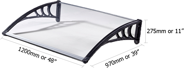 Awning Front Dimension 1200mm Or 48 Inches - Door Canopy South Africa (634x236), Png Download