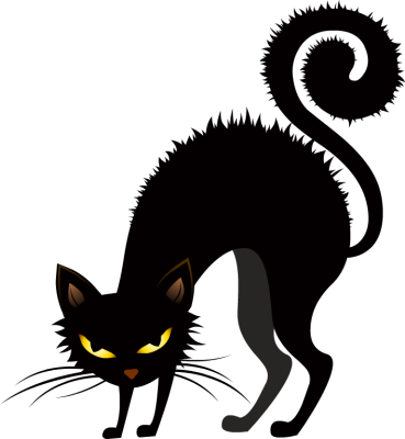 Fotor Halloween Clip Art - Scary Black Halloween Cat (369x400), Png Download