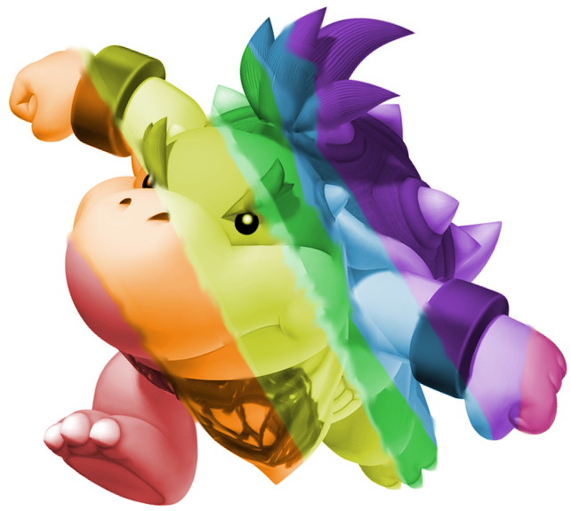 Rainbow Bowser Jr - Dark Dry Bowser Jr (642x575), Png Download