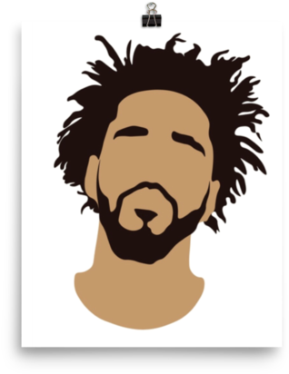Clip Art Black And White J Cole Poster On Storenvy - J Cole Face Silhouette (600x600), Png Download