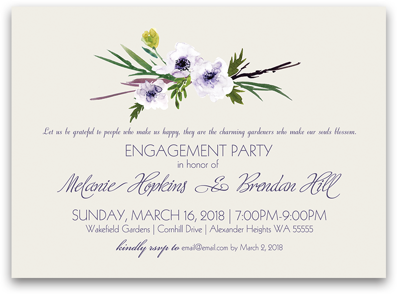 Engagement Party Invitation Boho Chic Watercolor Floral - Wedding Invitation (900x900), Png Download