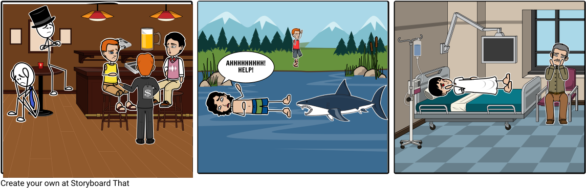 Shark Attack - Cartoon (1164x385), Png Download