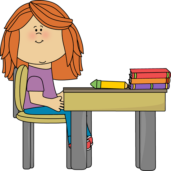 Kids Clip Art Images Vector Little Girl - Clip Art Student Desk (550x552), Png Download