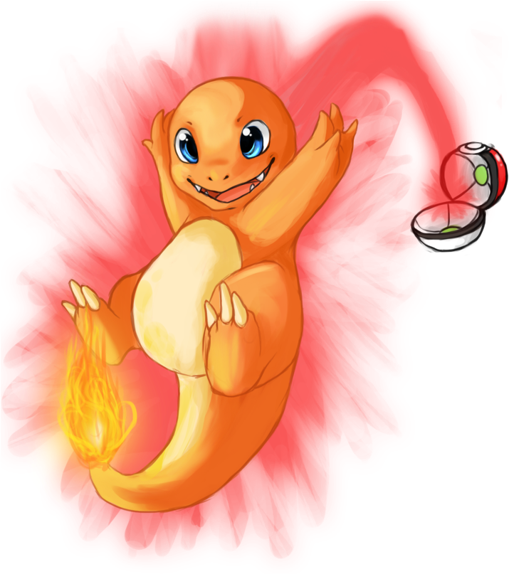 Pokeball Clipart Pokemon - Charmander Coming Out Of Pokeball (748x806), Png Download