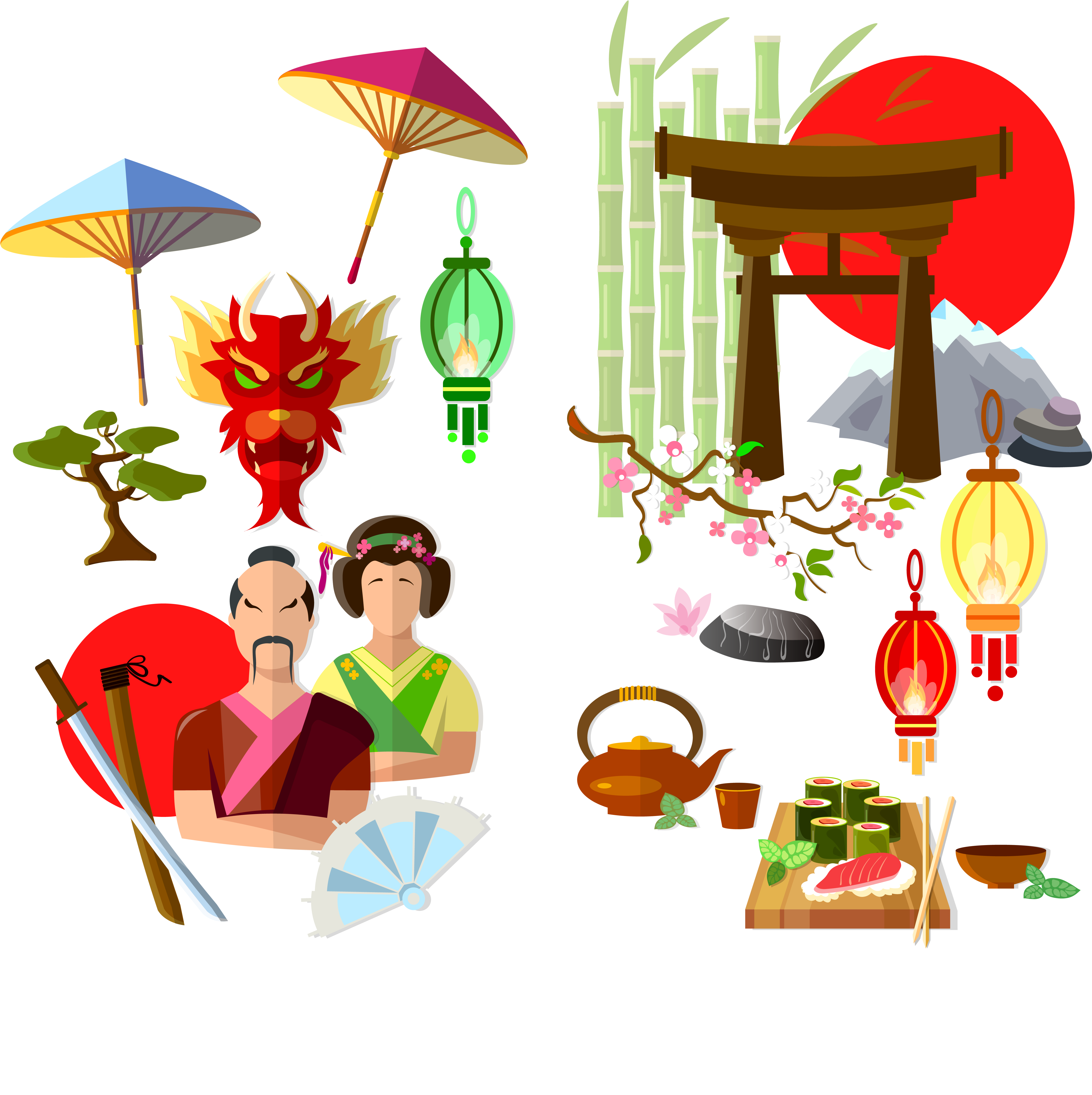 Culture Of Clip Art Flat Figures Transprent - Japan Culture (5000x5000), Png Download