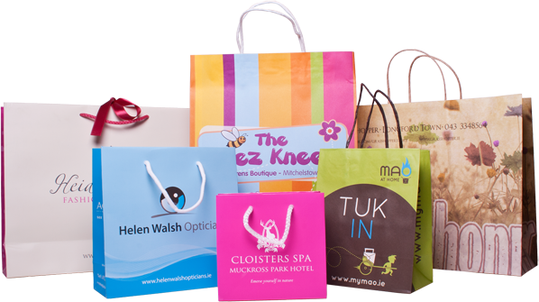 Paper Bag - Printed Paper Bag (598x335), Png Download