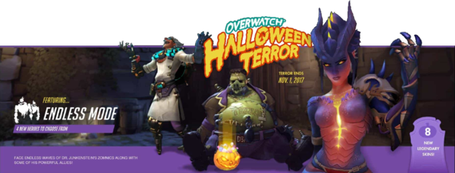 Halloween Terror 2017 Banner - Overwatch Skins Halloween 2018 (650x248), Png Download