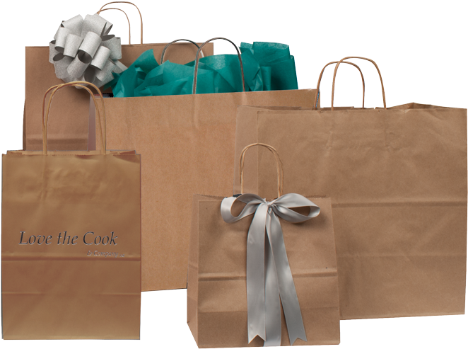 Kraft Serrated Edge Shoppers - Wrapping Paper (700x700), Png Download