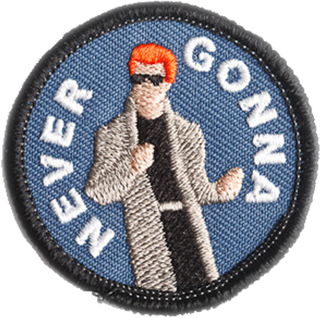 Irl Rick Rollhaha - Never Gonna Give You Up Patch (475x472), Png Download