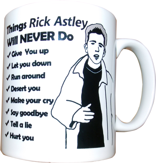 The Ever Popular Rick Astley Mug From Character Shop - Coffee Cup (539x547), Png Download