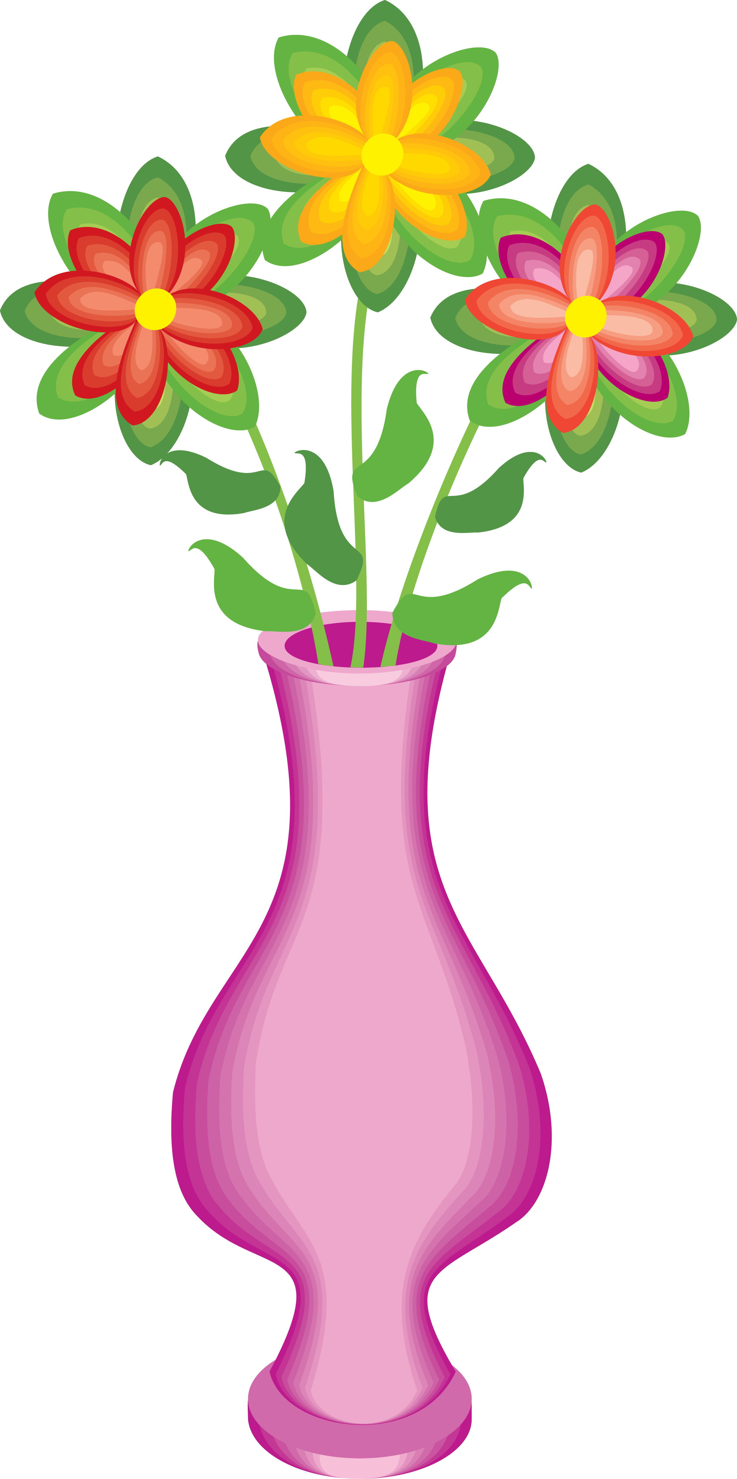 Vase Png - Ваза С Цветами Рисунок Png (2469x4953), Png Download