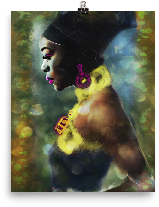 Pretty Black Girl - Painting (1000x1000), Png Download