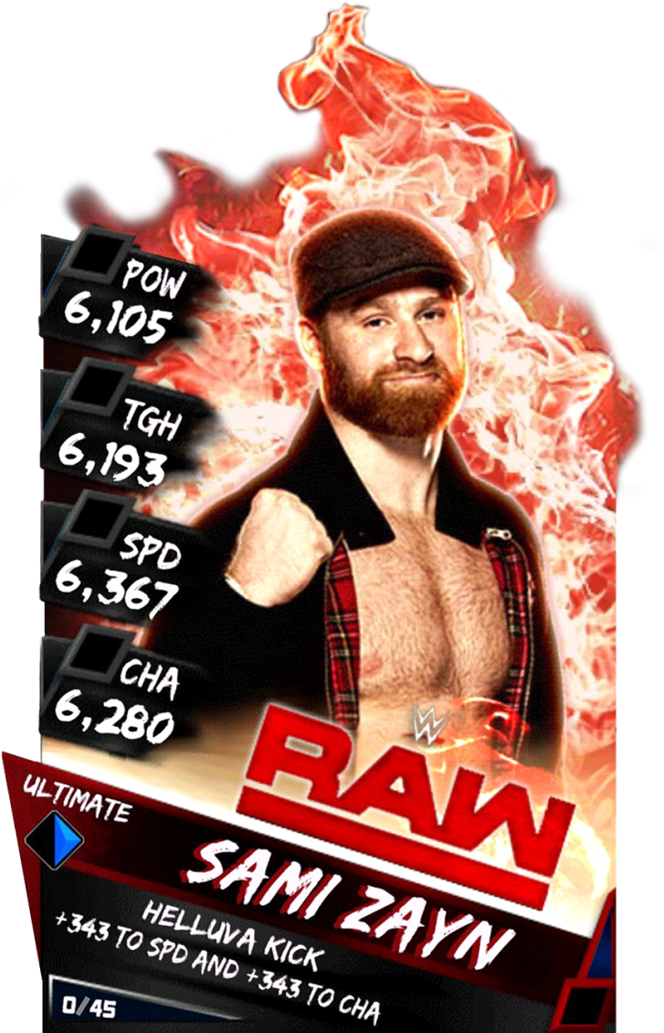 Ultrarare Samizayn - Wwe Supercard Ultimate Cards (733x1158), Png Download