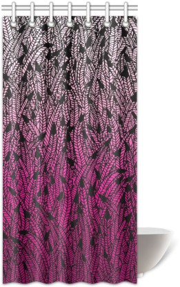 Pink Ombre Feathers Pattern Black Shower Curtain - Savannah Shower Curtain (500x500), Png Download