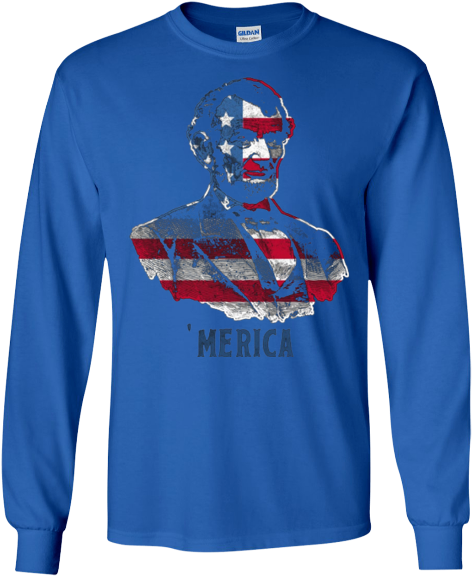 'merica Flag Usa President Abraham Lincoln Face Tee - Alpha Phi Lettered Longsleeve T-shirts (1155x1155), Png Download